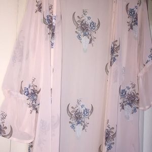 Pink Lily kimono cardigan mid calf